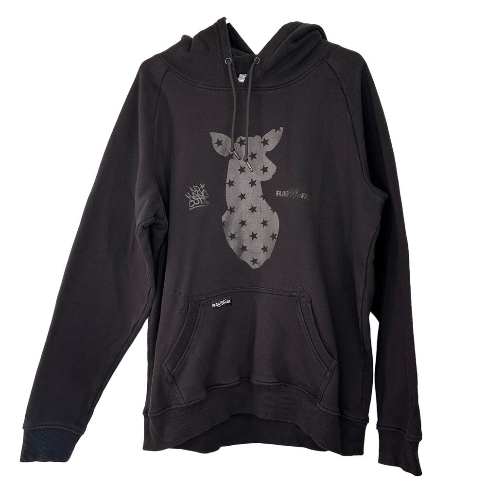 Flag Nor Fail Star Deer No Hand Outs Black Men's Hoodie Size XXL